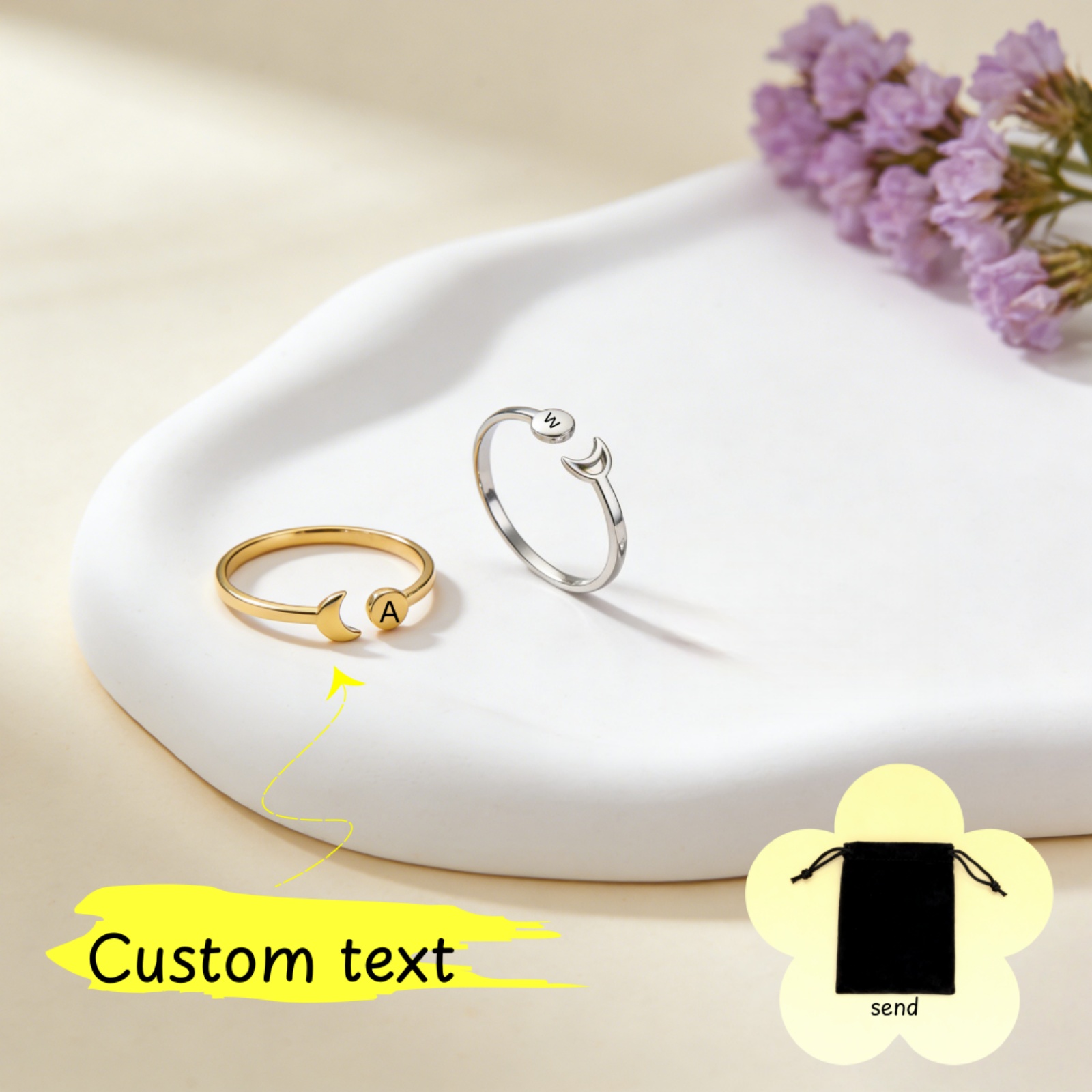Wedding Z - Anillo Personalizado con Iniciales de la