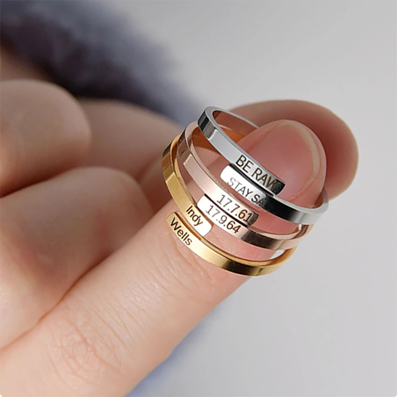 Wedding Z - Anillo ajustable de acero inoxidable personalizado