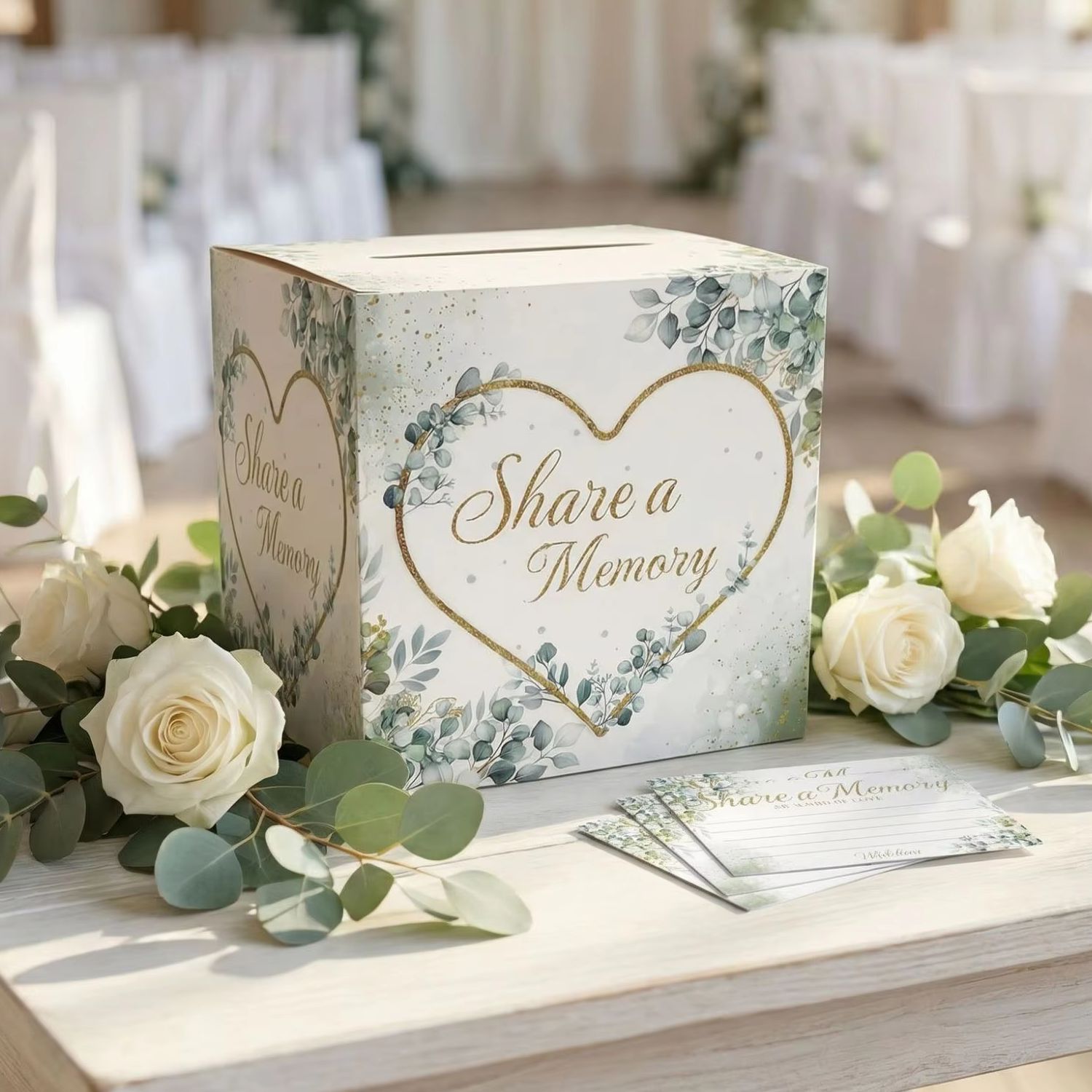 Wedding Card Box - Caja de tarjetas floral blanca para