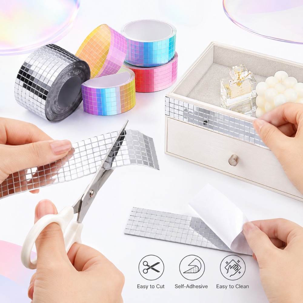 Wedding Bathroom Supply Kit - Mini Espejos Cuadrados de Mosaico Autoadhesivos,