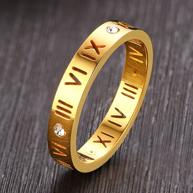 Wedding Z - Anillo hueco con números romanos para