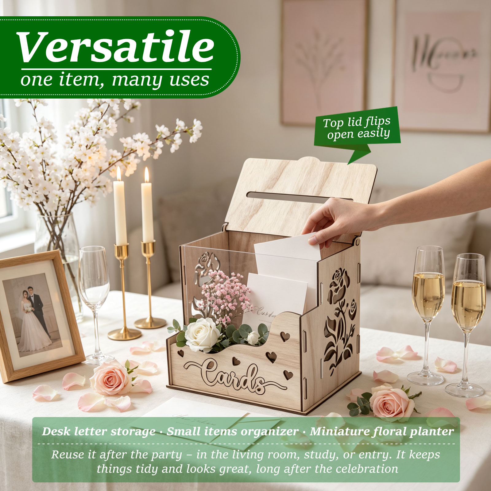 Caja de Madera para Tarjetas d - Wedding Card Box reseña y precio