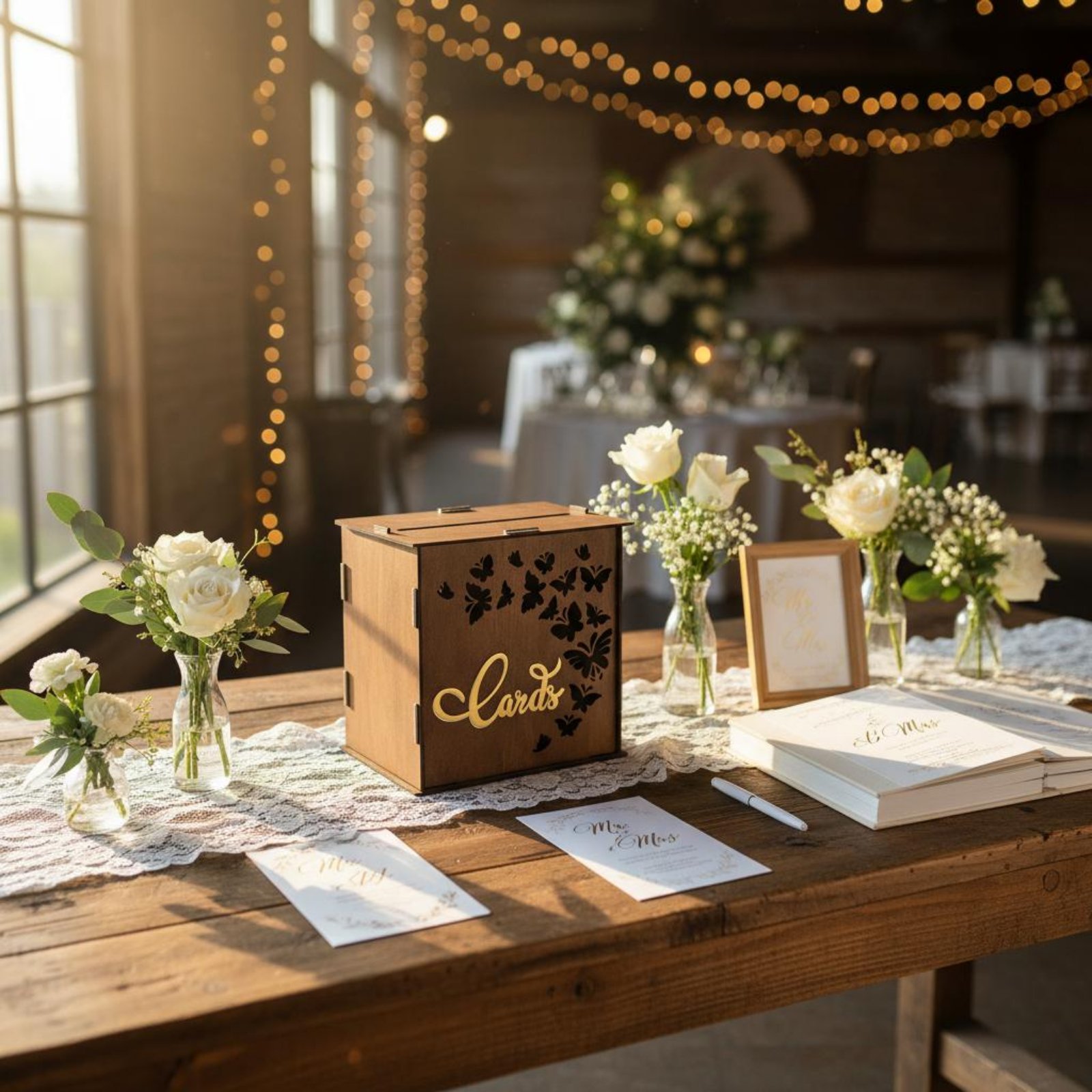 Caja de Madera para Tarjetas d - Wedding Card Box reseña y precio