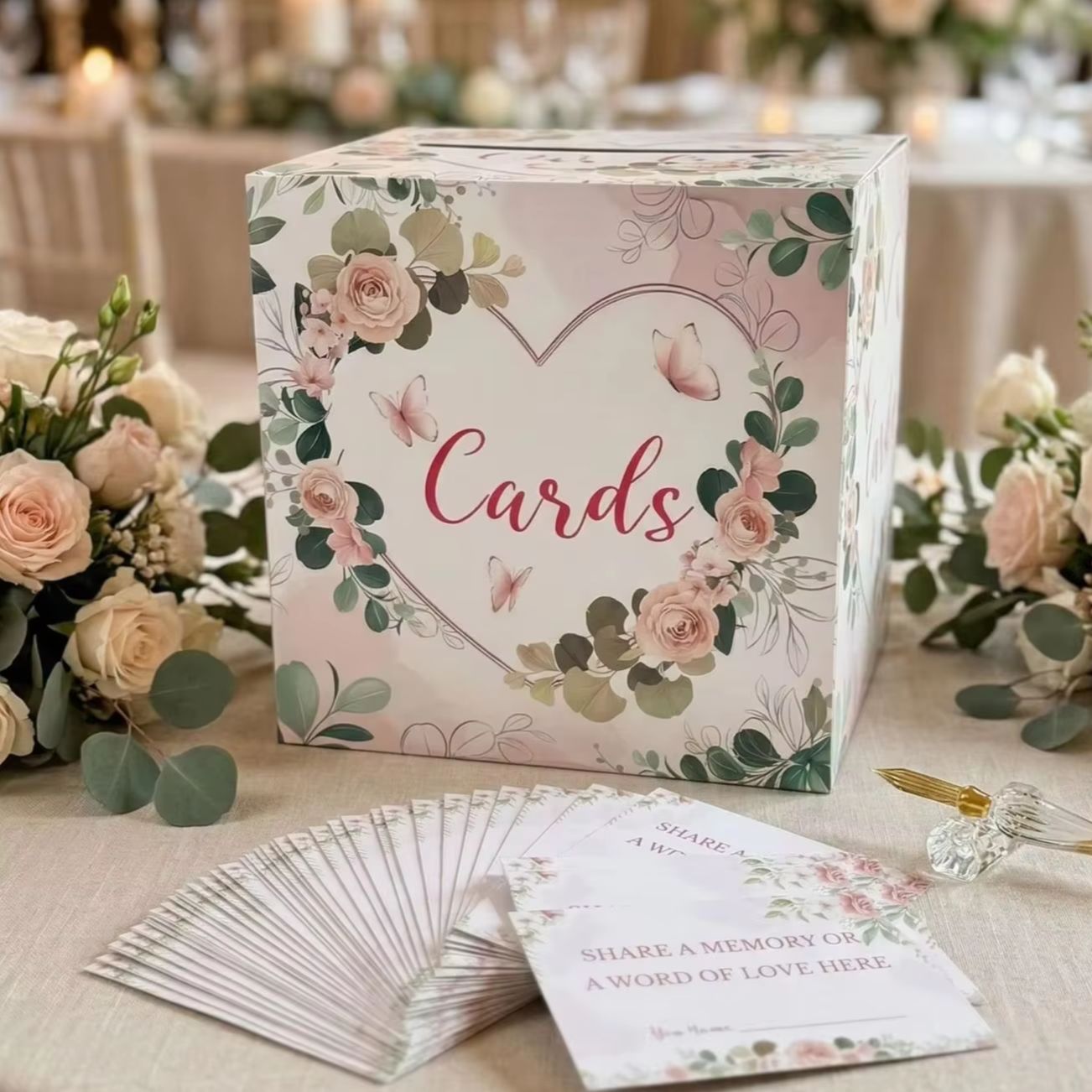 Caja de tarjetas floral blanca - Wedding Card Box reseña y precio