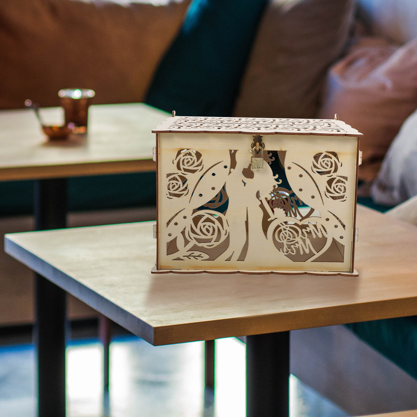 Caja de Madera Rústica con Dis - Wedding Card Box reseña y precio