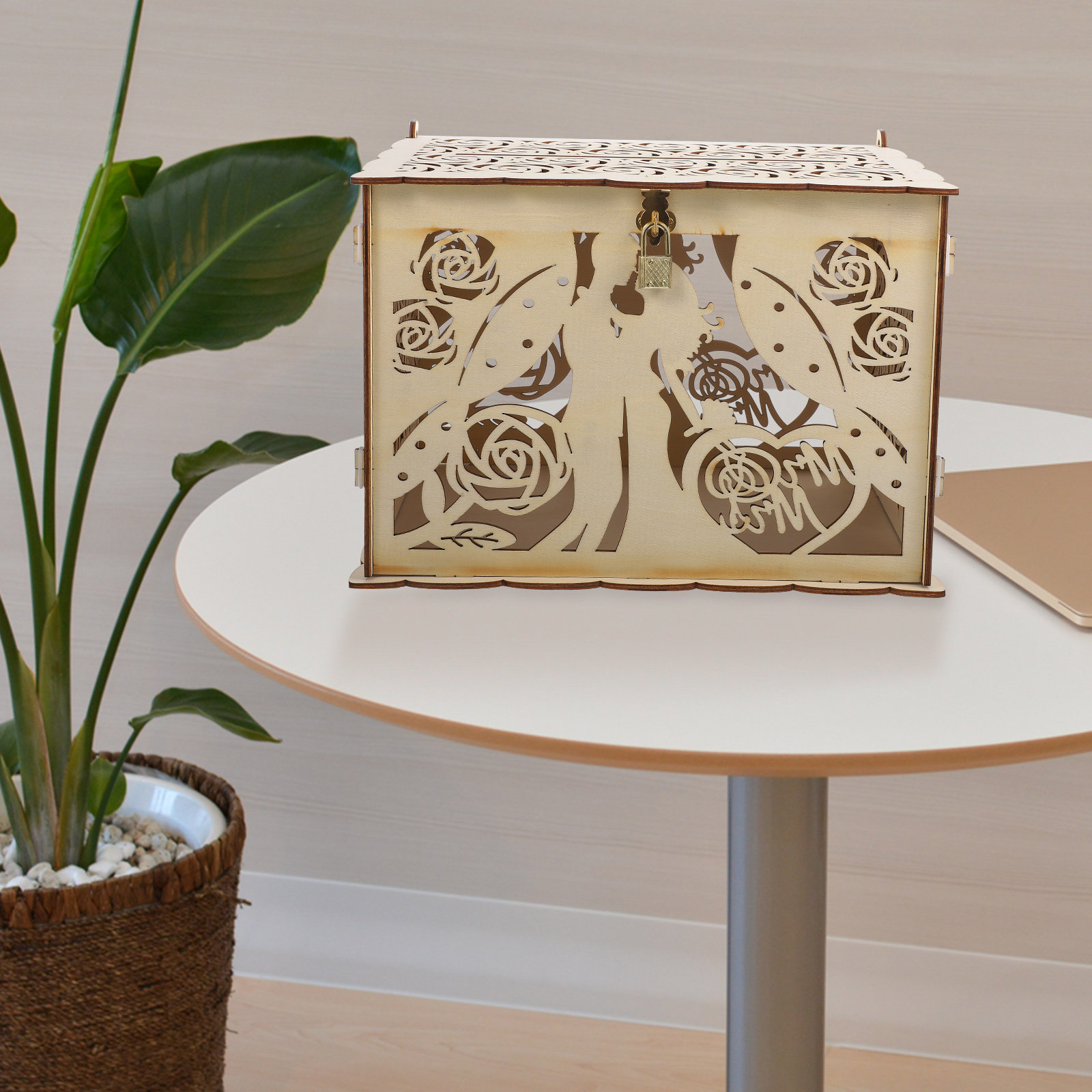 Caja de Madera Rústica con Dis - Wedding Card Box reseña y precio