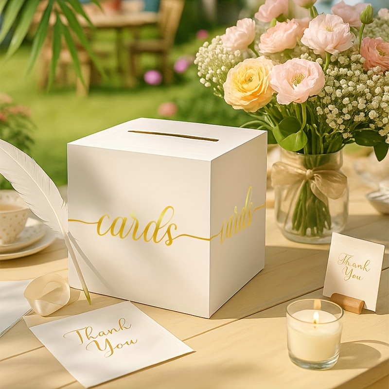 Tarjeta de boda blanca con caj - Wedding Card Box reseña y precio