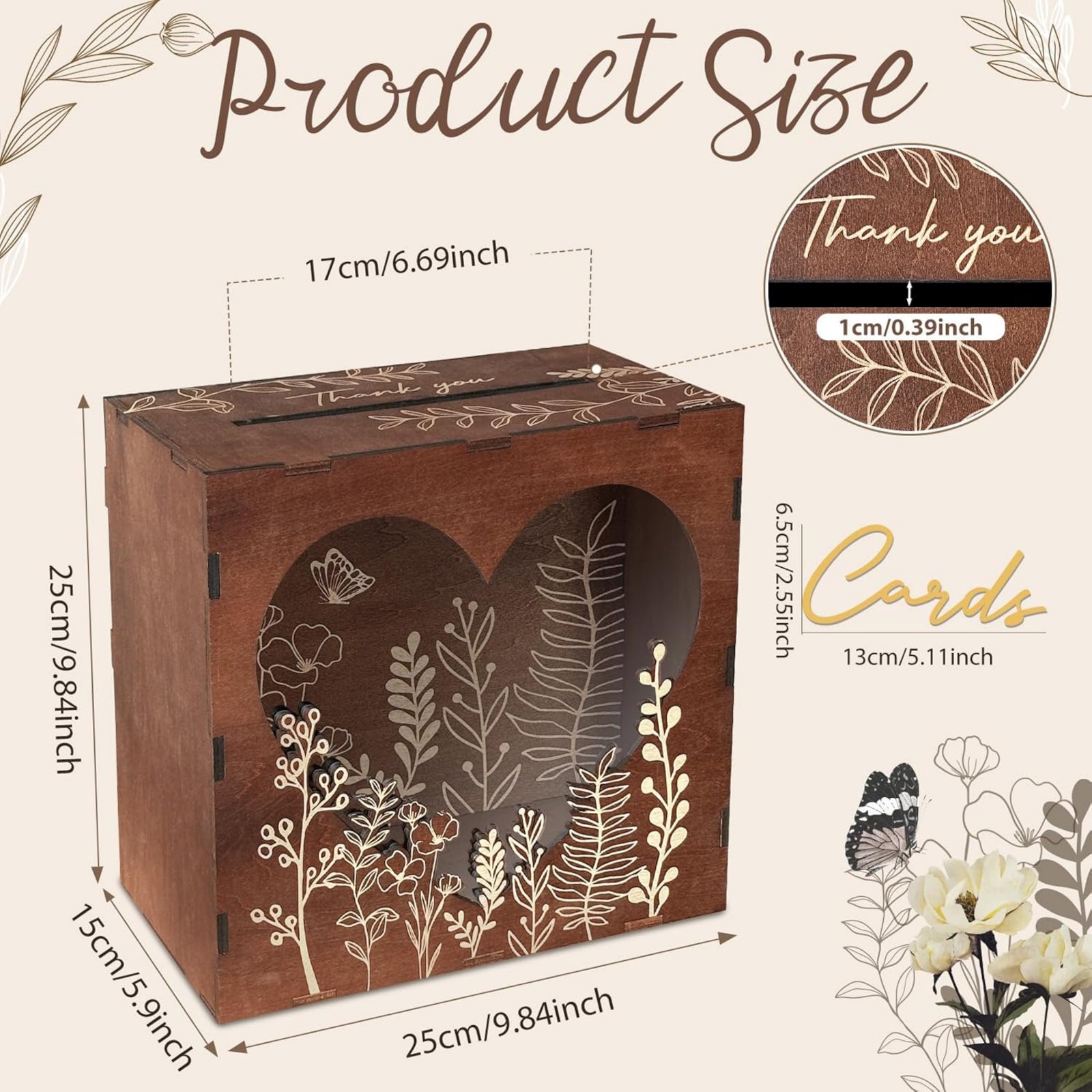 Caja de tarjetas de boda marró - Wedding Card Box reseña y precio